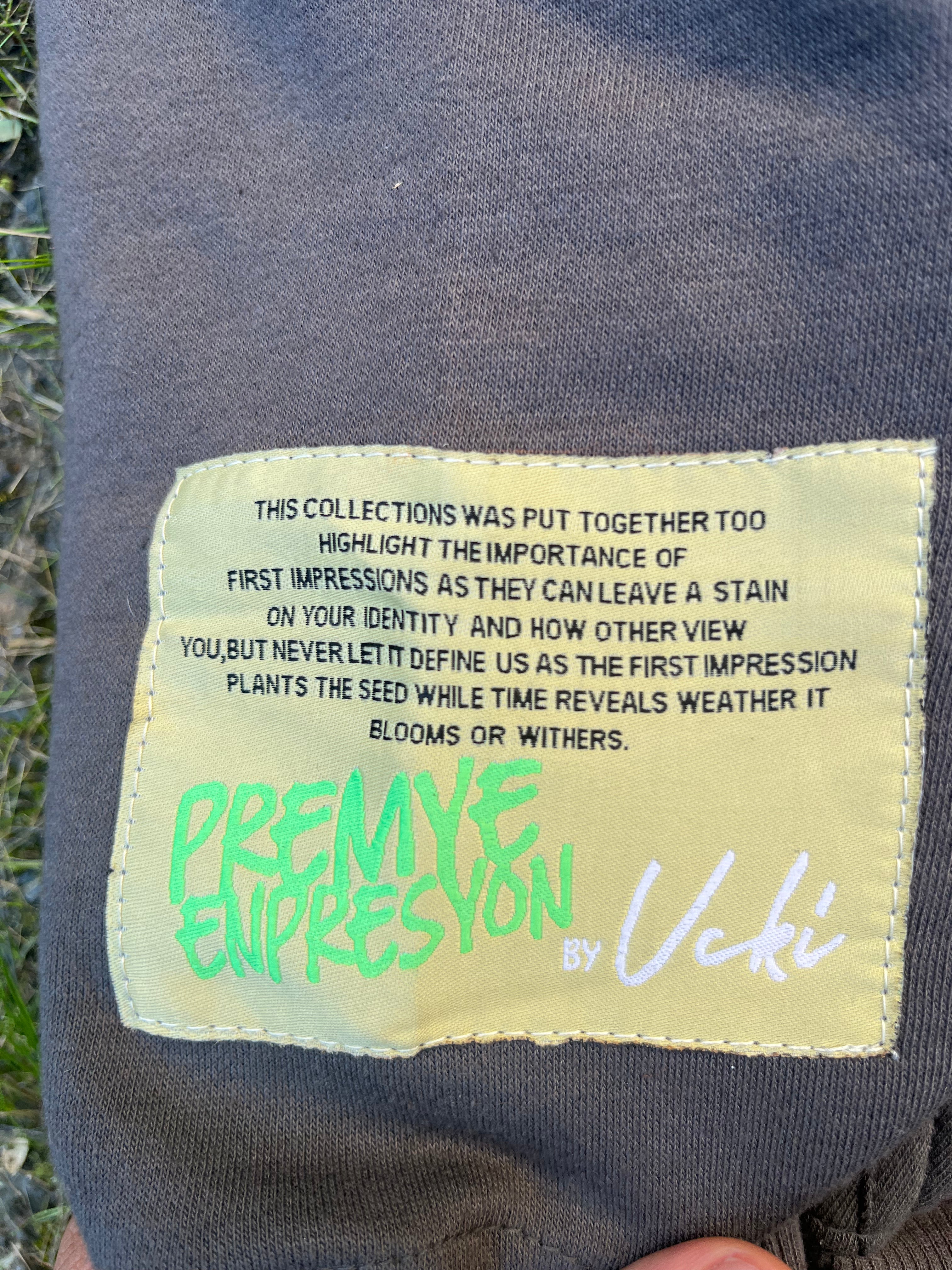 "PREME ENPRESYON" Grey hoodie